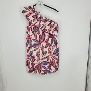 J. Crew One Shoulder Summer Dress In A Bright Leaf Pattern Size Small